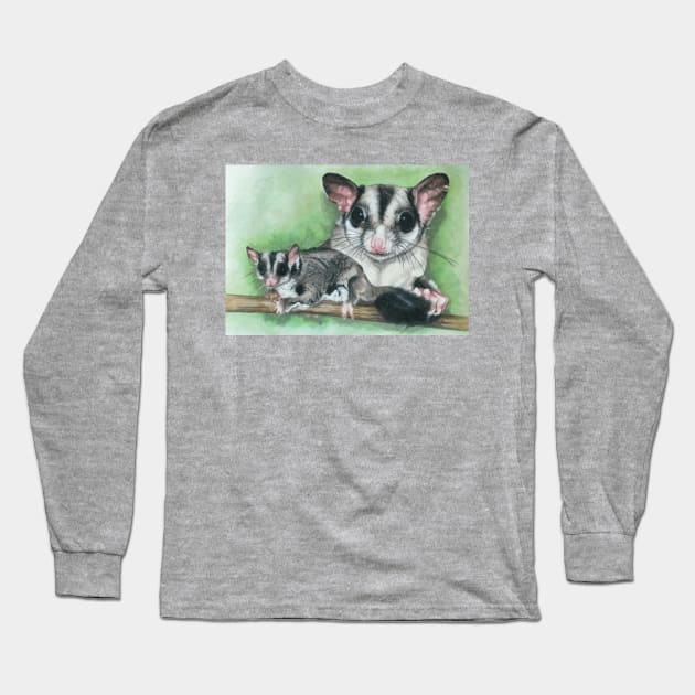 Sugar Glider Long Sleeve T-Shirt by BarbBarcikKeith